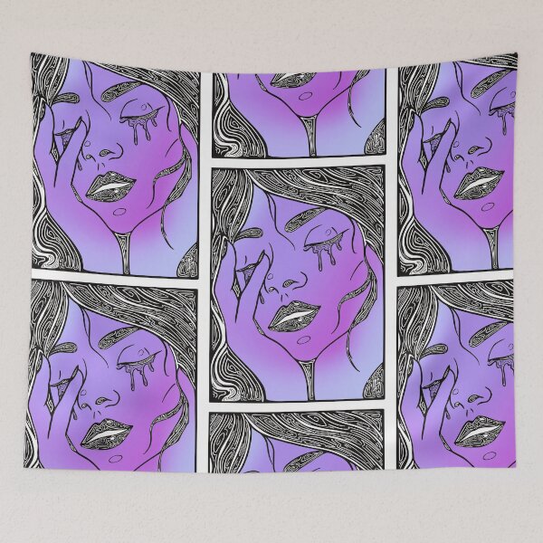Item preview, Retro Abstract Crying Woman -Vintage Comic Pop-art - Black and Purple designed and sold by Mitch616Art.