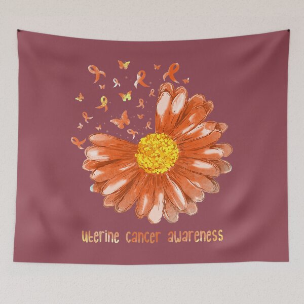 Item preview, Daisy Butterfly Peach Ribbon Uterine Cancer Awareness 	 	 designed and sold by hmzrfutp21.