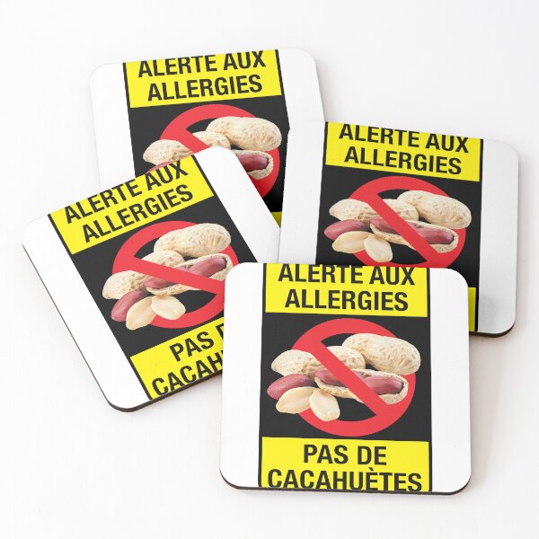 Item preview, French: "Alerte aux allergies / Pas de cacahuètes" designed and sold by WhiteShirtGuy.
