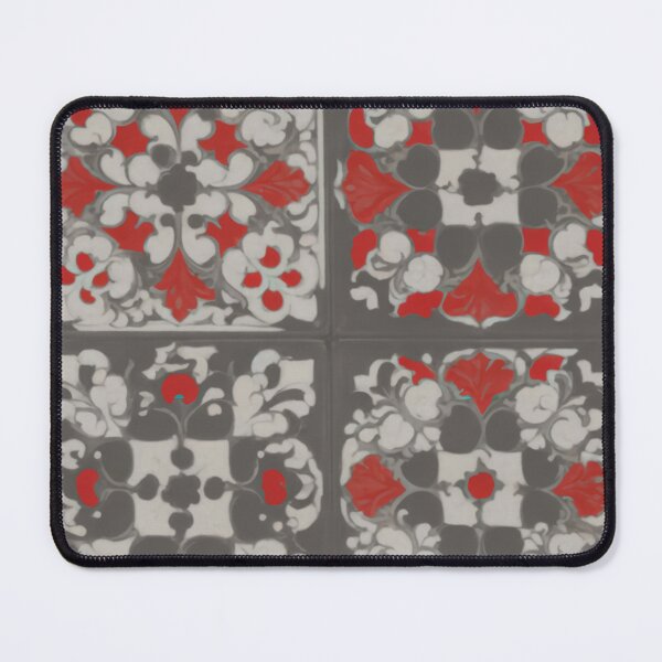 Item preview, A Quartet of Red, White and Grey Majolica Tiles designed and sold by capefox.
