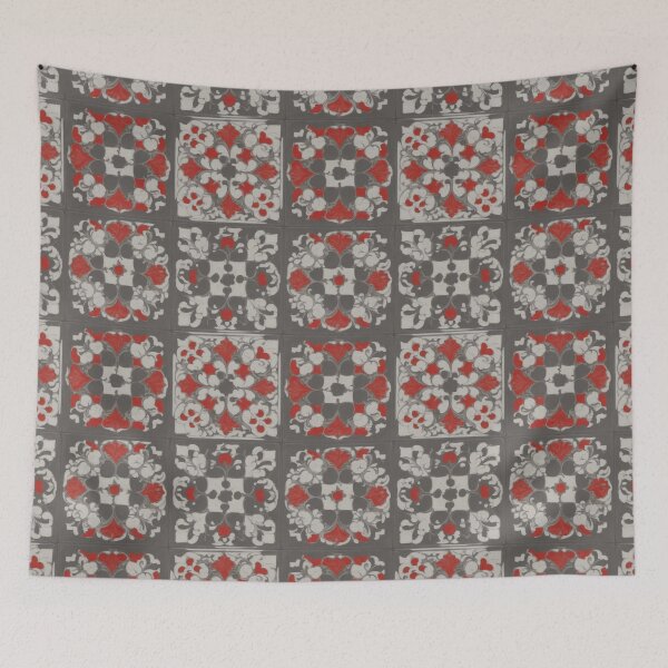 Item preview, A Quartet of Red, White and Grey Majolica Tiles designed and sold by capefox.