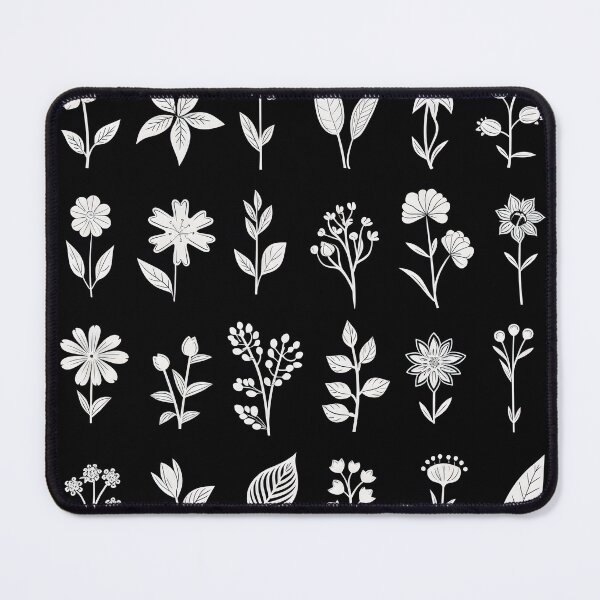 Item preview, White flowers on black background designed and sold by TogetherDshop.