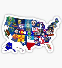 USA State Flags Map Mosaic Sticker