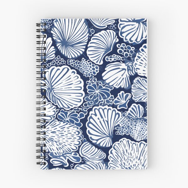 Item preview, White and Blue Ocean Seashells Pattern designed and sold by palaco210.