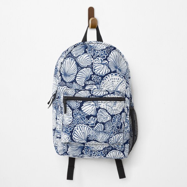 Item preview, White and Blue Ocean Seashells Pattern designed and sold by palaco210.
