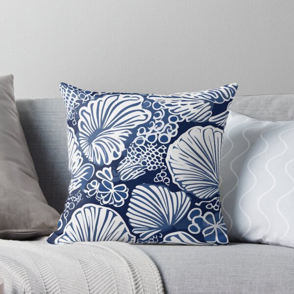 Item preview, White and Blue Ocean Seashells Pattern designed and sold by palaco210.