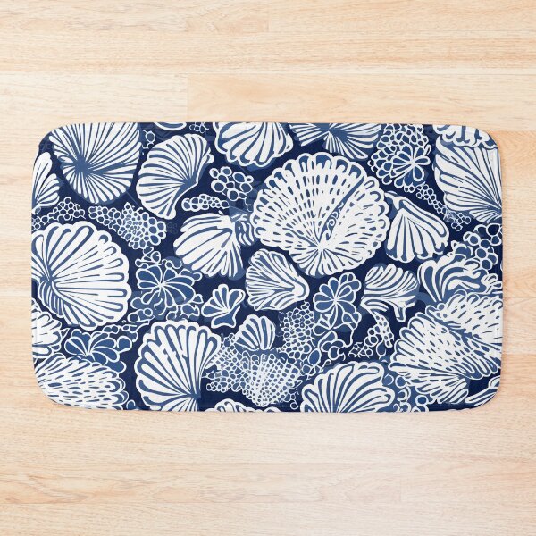 Item preview, White and Blue Ocean Seashells Pattern designed and sold by palaco210.