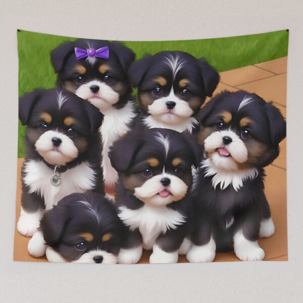 Item preview, Una camada de lindos cachorros Shih Tzu de pelo corto designed and sold by allhistory.