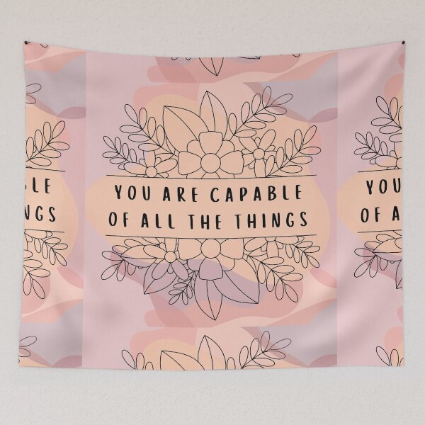 Item preview, You Are Capable Pink Flower Line Art designed and sold by RueBennet.