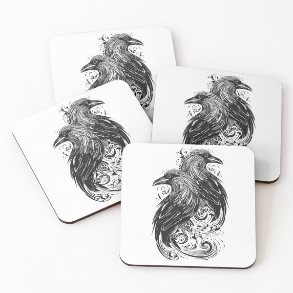 Item preview, Tribal Raven Couple - Mytholigocal Ravens - Huginn and Muninn - Raven Lover Gift designed and sold by Adree85.