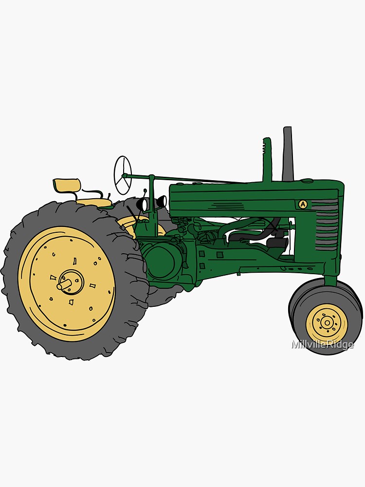 John Deere Styled A Green Tractor Sticker for Sale by MillvilleRidge