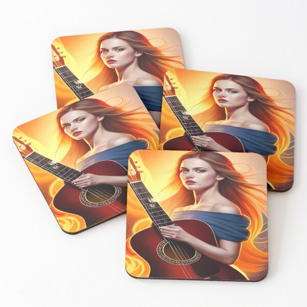 Item preview, Woman holding guitar in flames designed and sold by 7venty.