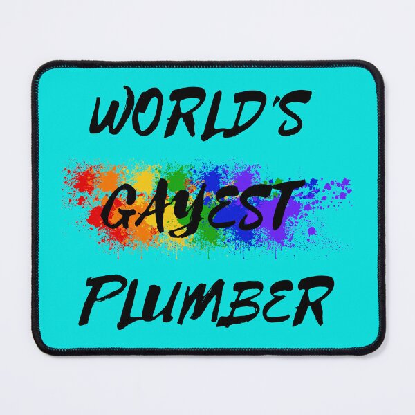 Item preview, World's Gayest Plumber Queer Humor With Rainbow Colors For Gay Plumbers For Pride Month In Cyan designed and sold by LuckyKermit.