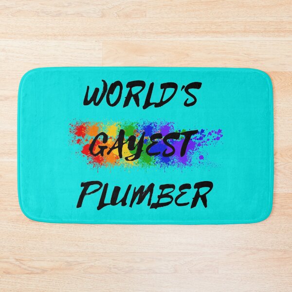 Item preview, World's Gayest Plumber Queer Humor With Rainbow Colors For Gay Plumbers For Pride Month In Cyan designed and sold by LuckyKermit.
