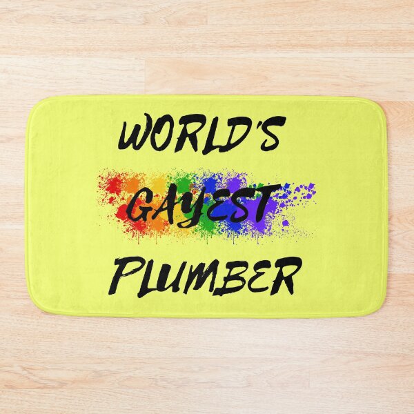 Item preview, World's Gayest Plumber Queer Humor With Rainbow Colors For Gay Plumbers For Pride Month In Yellow designed and sold by LuckyKermit.