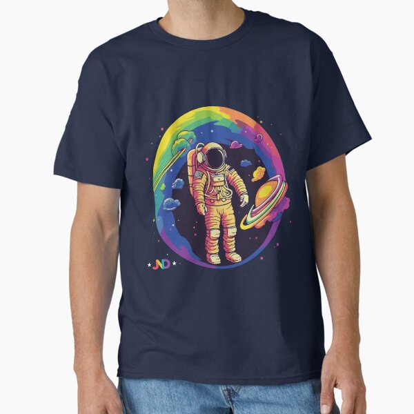 Radiant Reverie: Astronaut's Pride Within the Cosmic Rainbow Sphere Classic T-Shirt