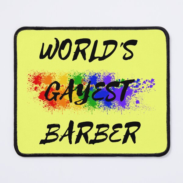 Item preview, World's Gayest Barber Queer Humor With Rainbow Colors For Gay Barbers For Pride Month In Yellow designed and sold by LuckyKermit.