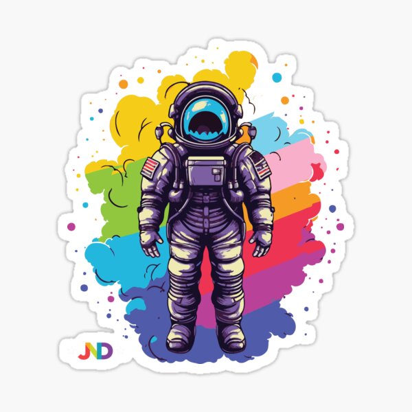 Celestial Pride: Astronaut Embracing the Rainbow Clouds of Infinite Identity Sticker