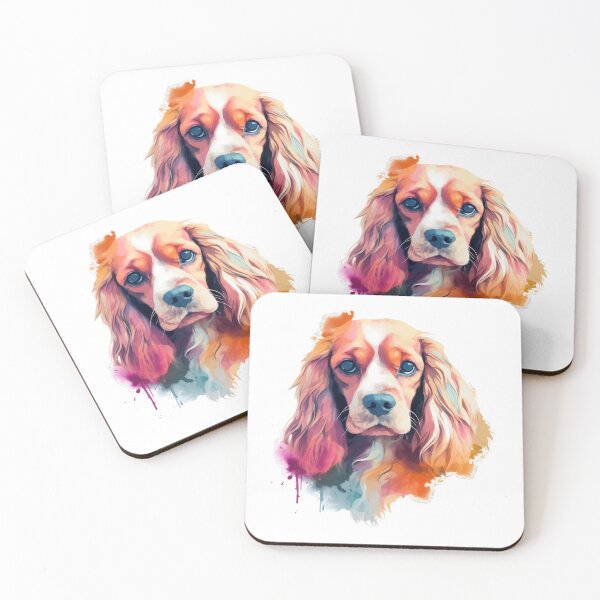 Item preview, Watercolor cute Cavalier King Charles Spaniel dog, oil painting style, colorful, watercolor designed and sold by Artistry Studio.