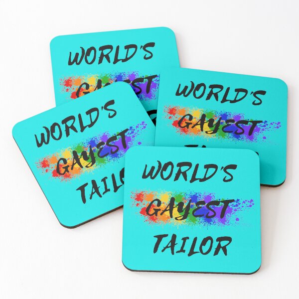 Item preview, World's Gayest Tailor Queer Humor With Rainbow Colors For Gay Tailors For Pride Month In Cyan designed and sold by LuckyKermit.