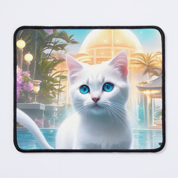 Item preview, White kitten in spa resort designed and sold by YuniaMiyu.