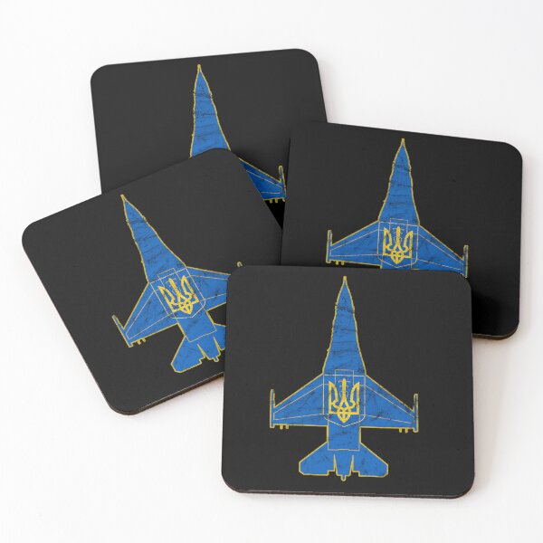 Item preview, F-16 Jet Fighter Ukraine Coat of Arms Airplane Vintage Design designed and sold by RealPilotDesign.