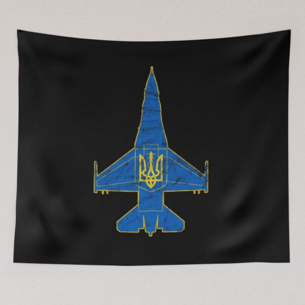 Item preview, F-16 Jet Fighter Ukraine Coat of Arms Airplane Vintage Design designed and sold by RealPilotDesign.