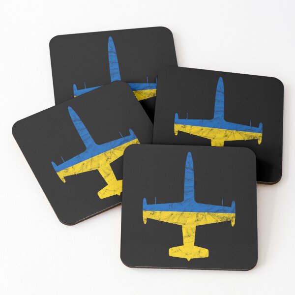 Item preview, L-39 Albatross Jet Trainer Airplane Ukraine Flag Airplane Vintage Design designed and sold by RealPilotDesign.