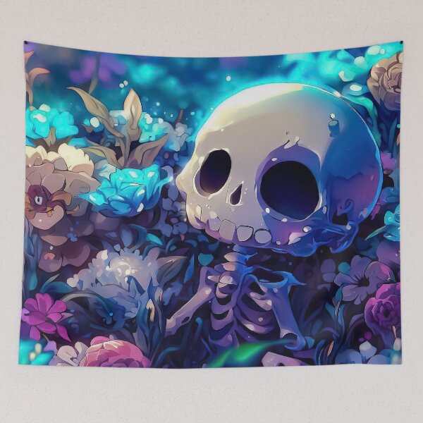 Item preview, Colorful Cute little skeleton in flower garden  designed and sold by TomFrontierArt.