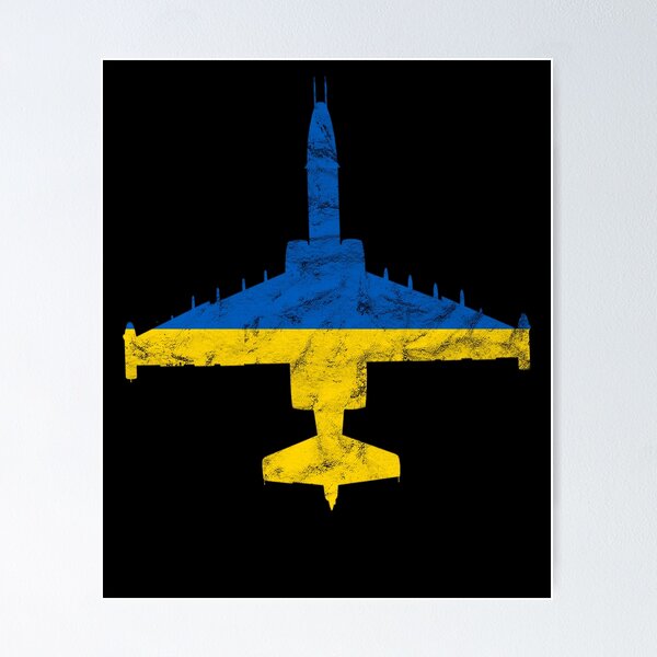 Item preview, Su-25 Jet Airplane Ukraine Flag Airplane Vintage Design designed and sold by RealPilotDesign.