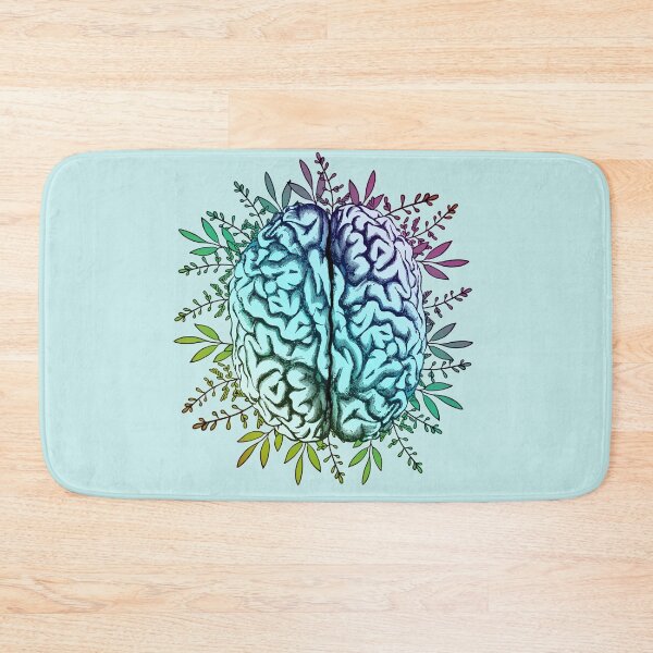 Item preview, Mental health, matters, Brain, leaves, positivity, vibrant color, creativity, right hemisphere brain designed and sold by Collagedream.