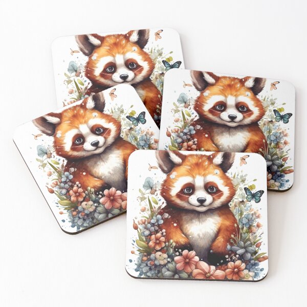 Artikelvorschau, Roter Panda Tier Clipart, Tier in Blume, Floral Fauna Kunst, Blühende Tier, Blume Kreatur, Petal Pet, Rosy Floral Aquarell Kunst entworfen und verkauft von CoolorPainting.