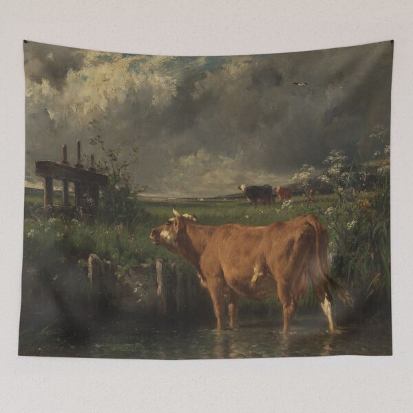 Item preview, The Flood Gate | Emile van Marcke | 1870 Cow Art designed and sold by CJET.