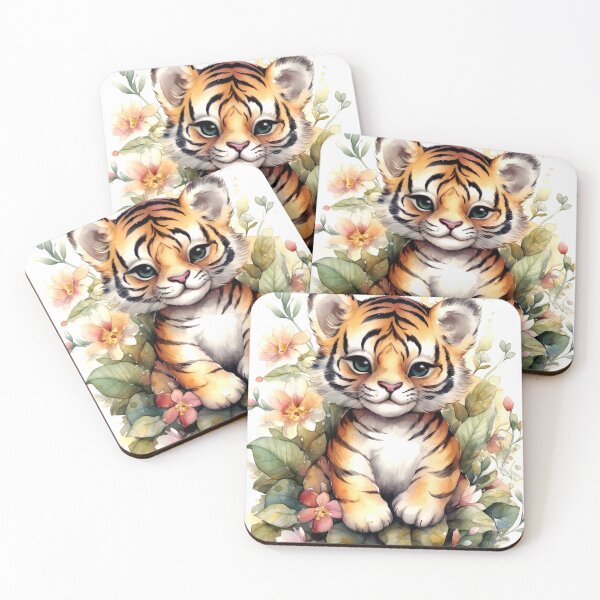 Item preview, Tiger Animal Clipart, Animal in Flower, Floral Fauna Art, Blooming Beast, Flower Creature, Petal Pet, Rosy Floral Watercolor Art designed and sold by CoolorPainting.