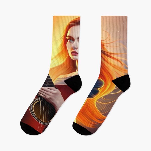 Item preview, Woman holding guitar in flames designed and sold by 7venty.