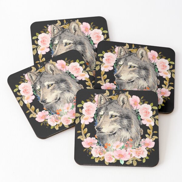 Item preview, Wolf with roses | nature designed and sold by Galskap.
