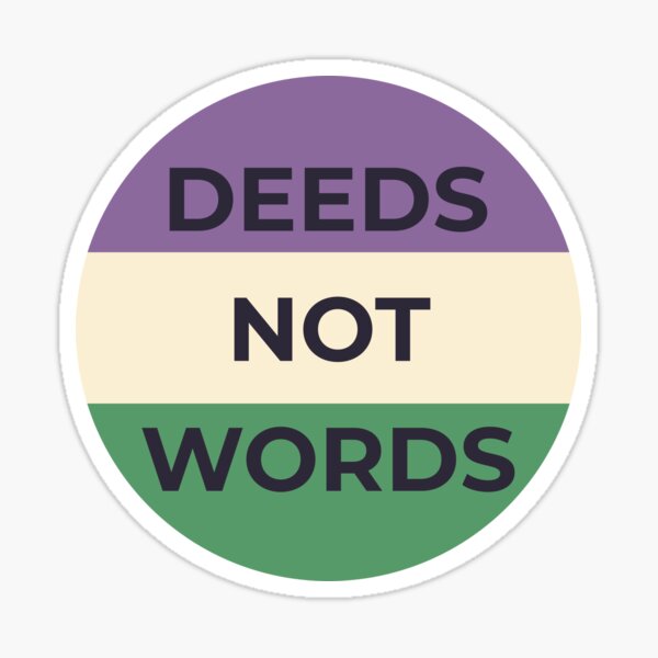 Vista previa del artículo con la obra «Suffragette Deeds Not Words Quote», diseñado y vendido por LoveLittleRobin.