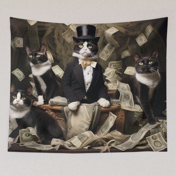 Item preview, Gatos millonarios divertidos designed and sold by PurrrfectPrints.