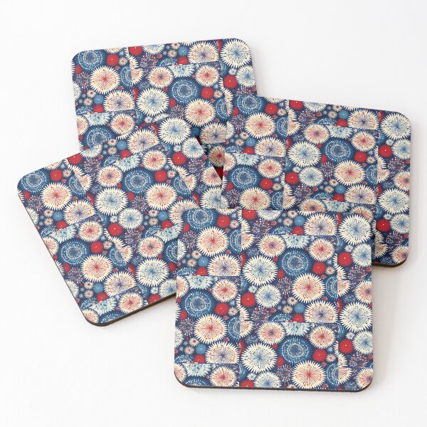 Item preview, Fourth of July Pattern Flower Firework Blend, Blue Background designed and sold by MiracleROLArt.