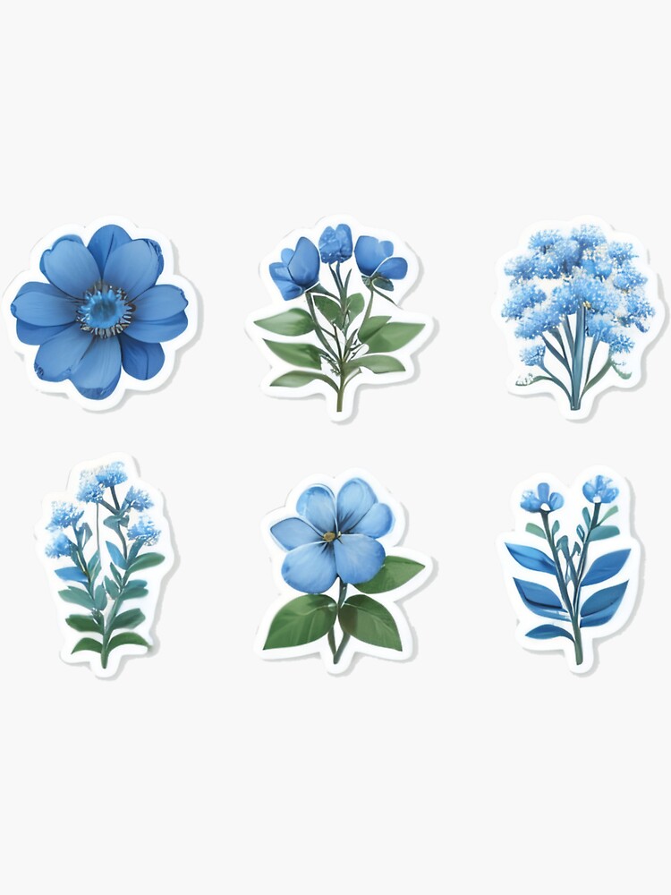 Little Soft Blue Flowers - Stickers Art Board Print for Sale by Pavnud