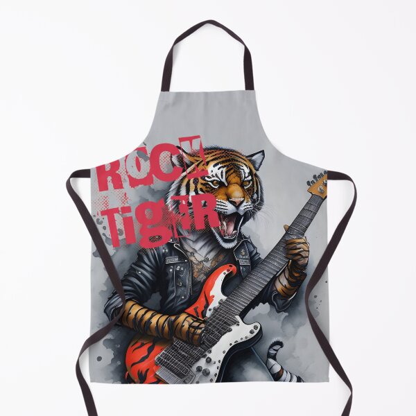 Item preview, Rock Tiger, electric roar. Black leather tiger playing a electric guitar. Rock power !!. Metal rules !! designed and sold by The Animal Stuff.