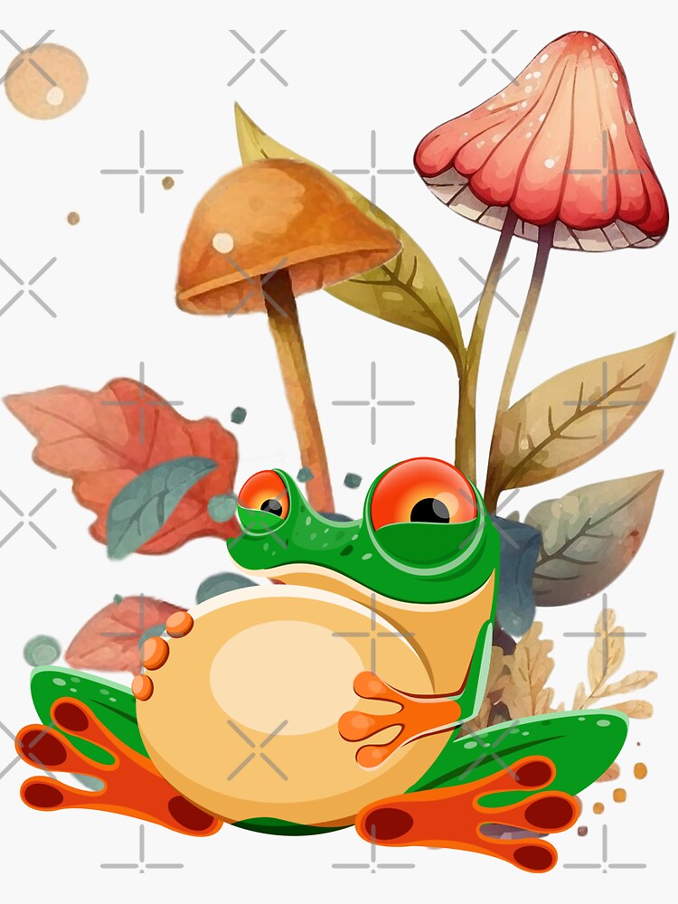 Mushroom and Frog Stickers - 2 Pack of 3 Stickers - Waterproof Vinyl for  Car, Phone, Water Bottle, Laptop - Pretty Artistic Cottagecore Decals