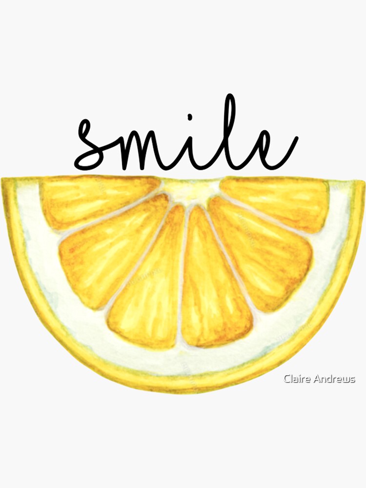 Smile Lemon Slice Watercolor by Claireandrewss