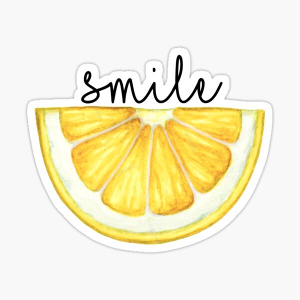 Smile Lemon Slice Watercolor Sticker