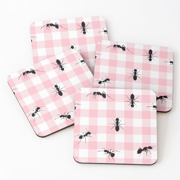 Item preview, pink gingham black ants  designed and sold by Gossip Rag.