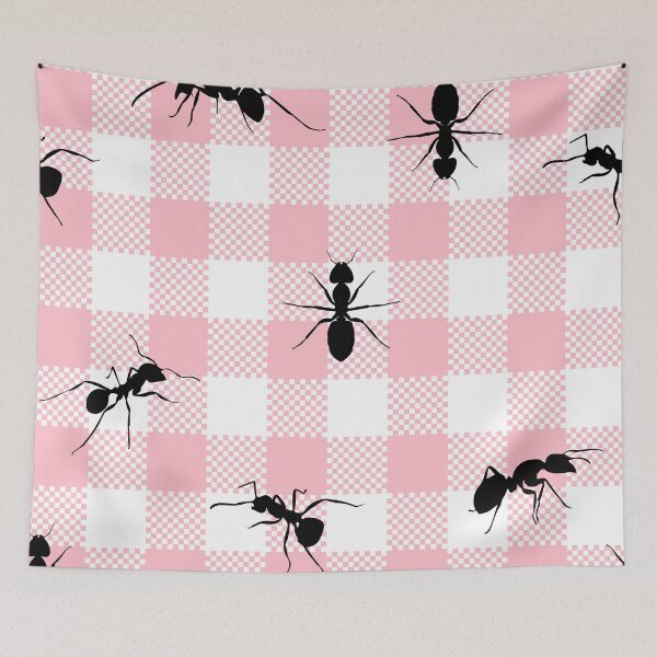 Item preview, pink gingham black ants  designed and sold by Gossip Rag.