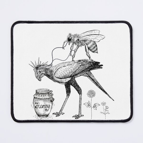 Item preview, Bee Riding a Bird with Honey Barrel - Sketch Humor designed and sold by GorinART.
