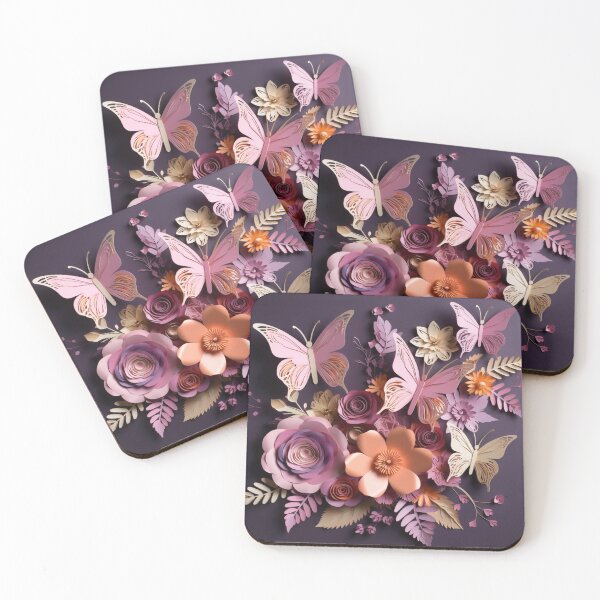 Item preview, Pattern with flowers and butterflies on a purple background designed and sold by n0ksyy.