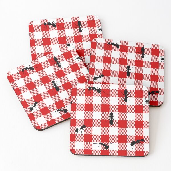 Item preview, red gingham black ants designed and sold by Gossip Rag.