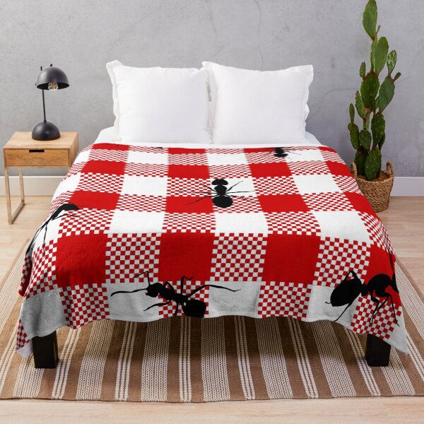 Item preview, red gingham black ants designed and sold by Gossip Rag.